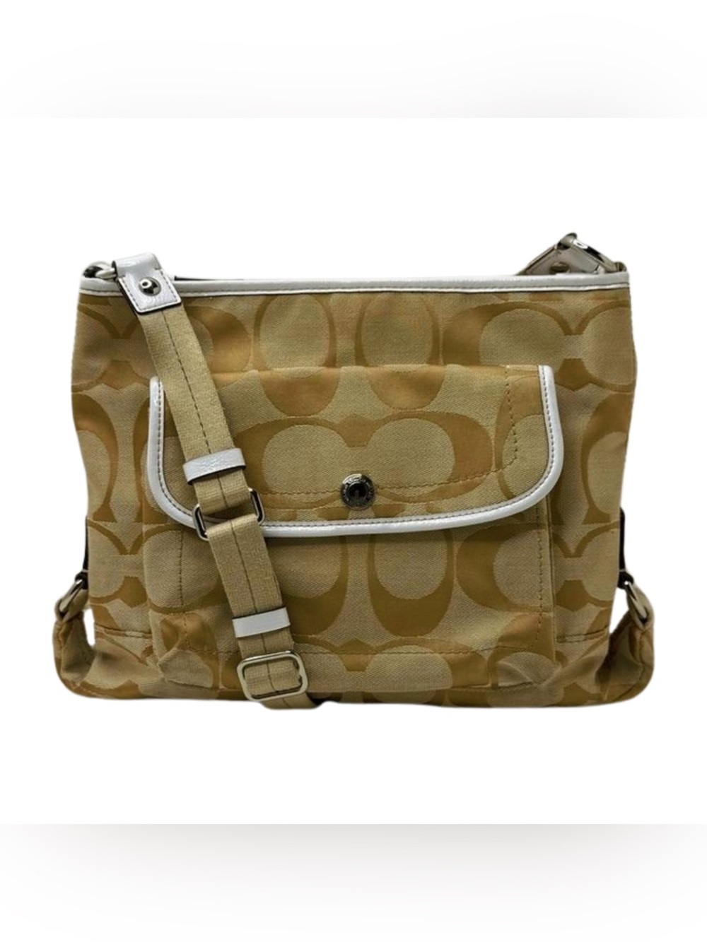 Coach 2011 F16558 Signature Swingpack Crossbody Khaki Jacquard